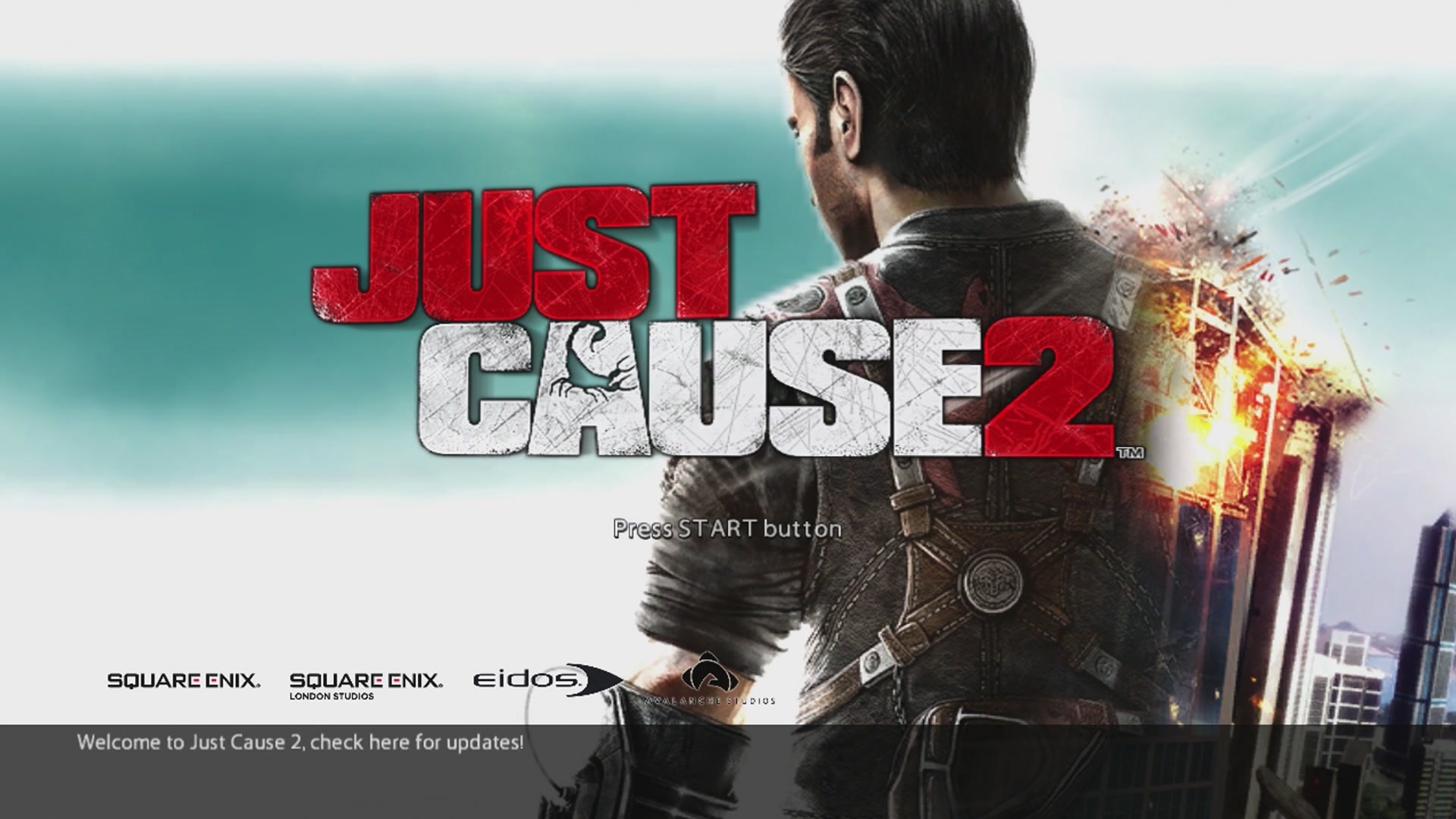 Just Cause 2 title screen for Xbox 360